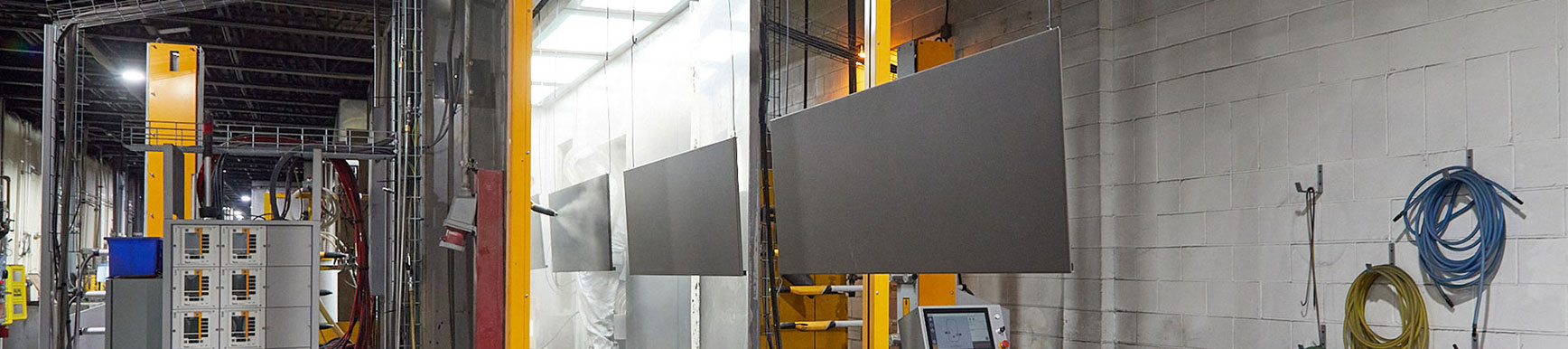 Gema Automatic Powder Coating System at Jensen Powder Finishers Powder Coating Wisconsin